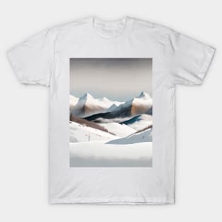 Modern Scandinavian Art Minimalist Winter Sports Snow Mountain T-Shirt